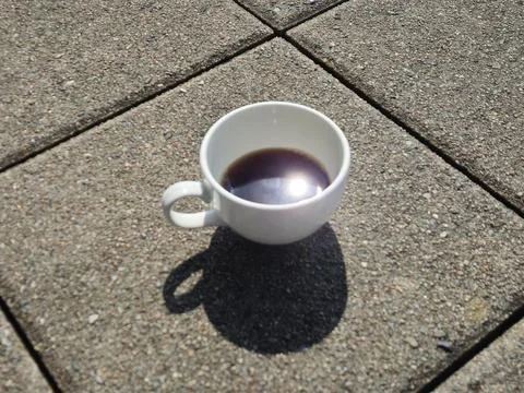Cup of coffee close view background, breakfast with coffee 库存照片