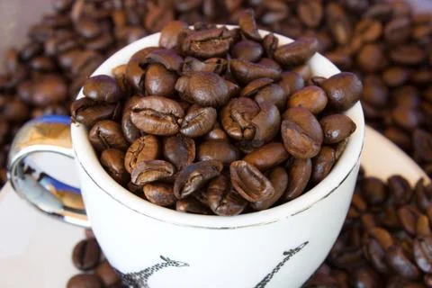 Cup with coffee - closeup 스톡 사진