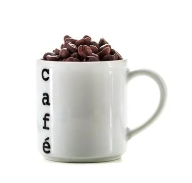 Cup of coffee with coffee beans Stock Photos