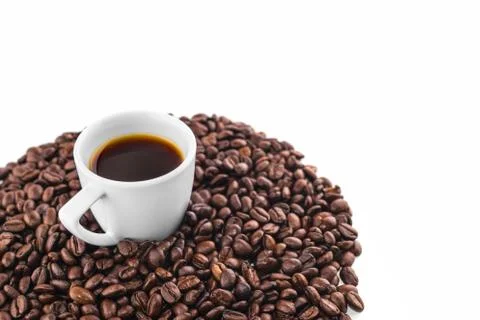 Cup of coffee with coffee beans Stock Photos