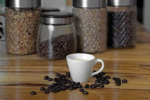 Cup of coffee with coffee beans Foto stock
