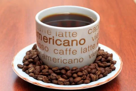 Cup of coffee with coffee beans Foto stock