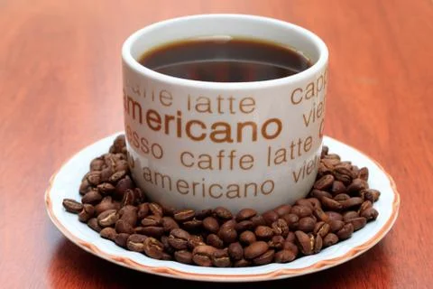 Cup of coffee with coffee beans Foto stock