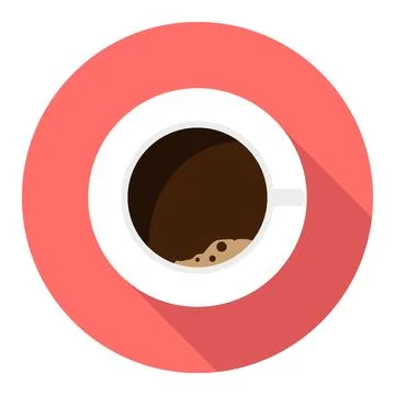 Cup of coffee, coffee cup icon with foam isolated on red background Stock Illustration