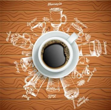 Cup of coffee with coffee drinks vector creative illustration Stock Illustration