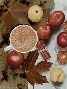 Cup of coffee in the cold autumn time Stock Illustration