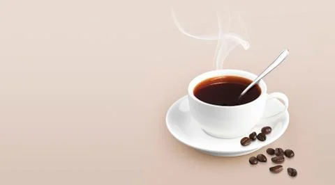 Cup of coffee on color background solid 스톡 일러스트