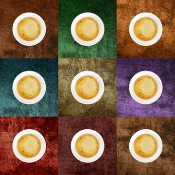 Cup of coffee with colored backgrounds Stock Photos