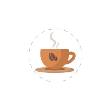 Cup of coffee colourful flat vector icon Stock Illustration