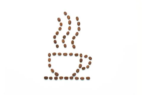 Cup of coffee consisting of coffee beans Stock Photos