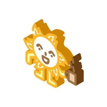 Cup coffee cute sun character isometric icon vector illustration イラスト素材