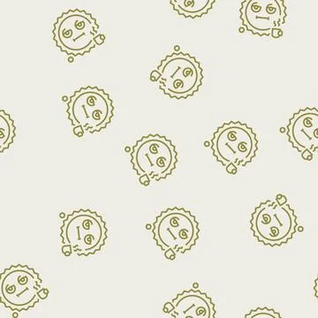 Cup coffee cute sun character line seamless pattern Stock Illustration
