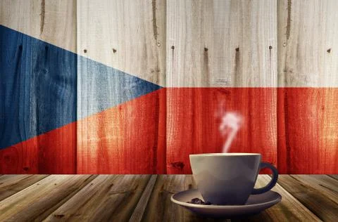 Cup of coffee with Czech flag texture Stock Illustration