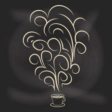 Cup of coffee with decorative elements. Illustrazione stock