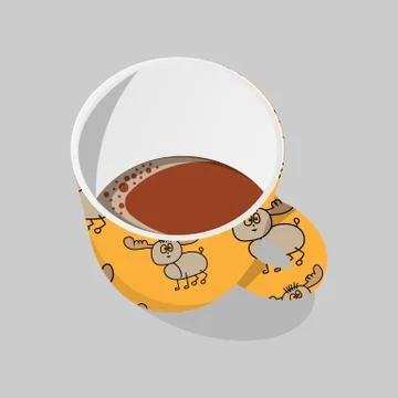 Cup of coffee with deer pattern Stock Illustration