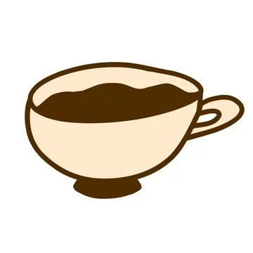Cup of coffee in doodle flat style Stock Illustration