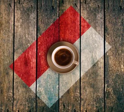 Cup of coffee with the flag Stock Photos