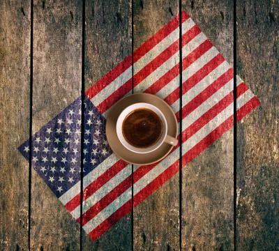 Cup of coffee with the flag Stock Photos