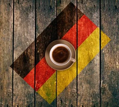 Cup of coffee with the flag Stock Photos