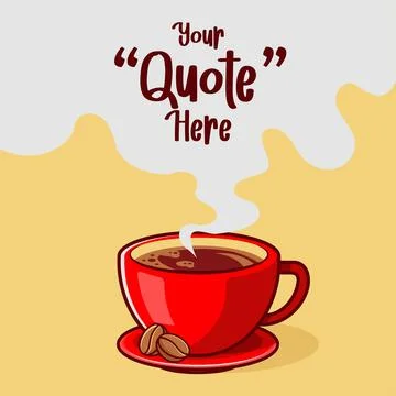 A cup of coffee flat vector illustration with float smoke for text. Stock Illustration