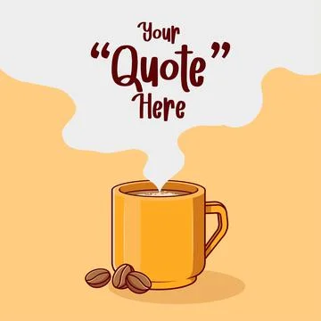 A cup of coffee flat vector illustration with float smoke for text.  Stock Illustration