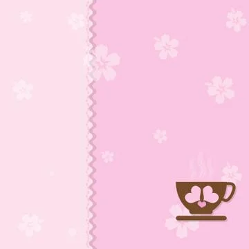 Cup of coffee with flora on pink background Stock-Illustration