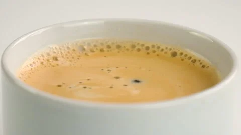 Cup of coffee with foam close-up. Selective focus. Stock Footage 228019614