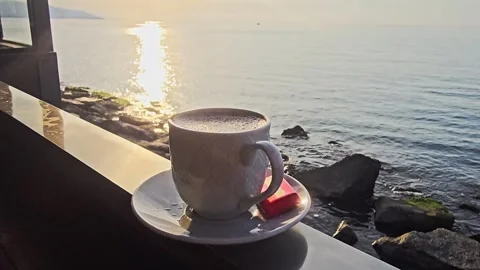 A cup coffee on a. Stock Footage 282684514