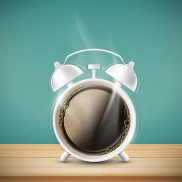 Cup of coffee in the form of alarm clock Illustrazione stock