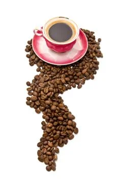 Cup of coffee with grains Stock Photos