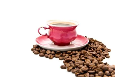 Cup of coffee with grains Stock Photos