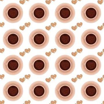 Cup of coffee with a heart made of bubbles Stock Illustration