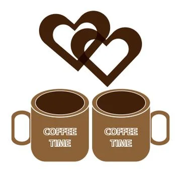 Cup of coffee with hearts on white background Stock Illustration