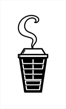 A Cup of coffee. Hot Drink In A Cup With The Inscription Coffee. Vector Image Stock Illustration