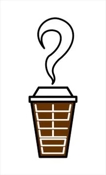 A Cup of coffee. Hot Drink In A Cup With The Inscription Coffee. Vector Image Stock Illustration