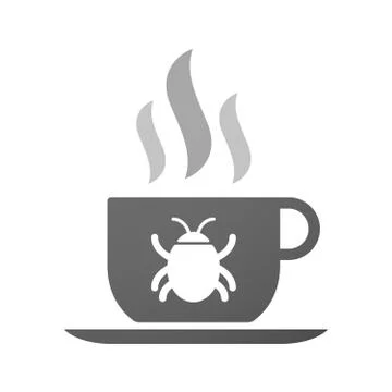 Cup of coffee icon  with a bug 스톡 일러스트
