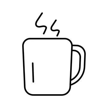 Cup of coffee icon. Hot tea pictogram for web. Line stroke. Simple symbol iso Stock Illustration