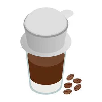Cup of coffee icon, isometric 3d style Stock Illustration