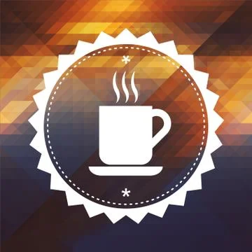 Cup of Coffee Icon on Retro Triangle Background. Stock Illustration