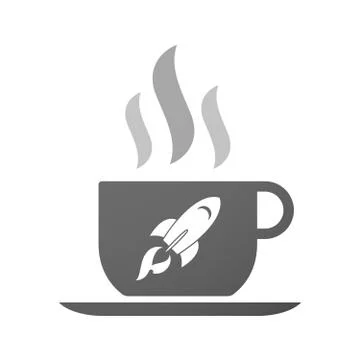Cup of coffee icon  with a rocket Stock Illustration