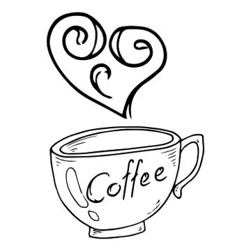 Cup of coffee icon. Vector illustration of a coffee mug. Hand drawn doodle cu Illustrazione stock