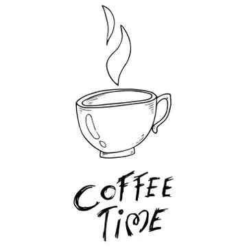 Cup of coffee icon. Vector illustration of a coffee mug. Hand drawn doodle cu Stock Illustration