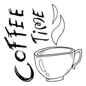 Cup of coffee icon. Vector illustration of a coffee mug. Hand drawn doodle cu Stock Illustration