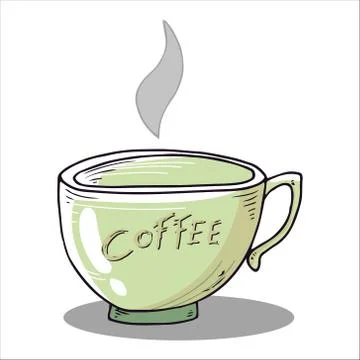 Cup of coffee icon. Vector illustration of a coffee mug. Hand drawn doodle cu Stock Illustration