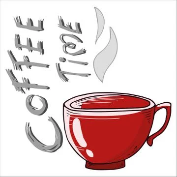 Cup of coffee icon. Vector illustration of a coffee mug. Hand drawn doodle cu Stock Illustration