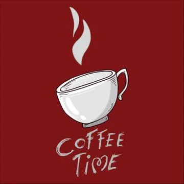 Cup of coffee icon. Vector illustration of a coffee mug. Hand drawn doodle cu Stock Illustration