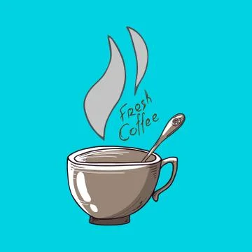 Cup of coffee icon. Vector illustration of a coffee mug. Hand drawn doodle cu Stock Illustration