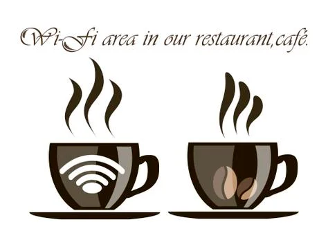 A Cup of coffee with the information of the presence of a wireless network Stock Illustration