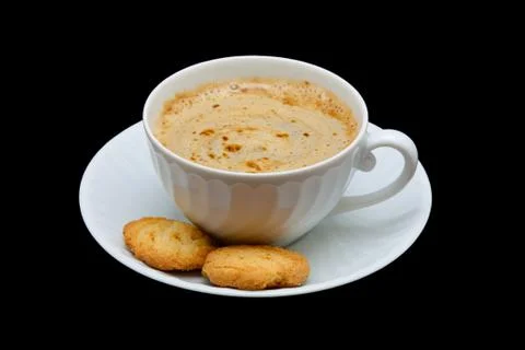 Cup of coffee isolated on the black Stock Photos