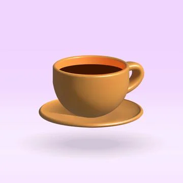 Cup of coffee isolated vector 3d icon. cup of coffee 3d illustration. Stock Illustration